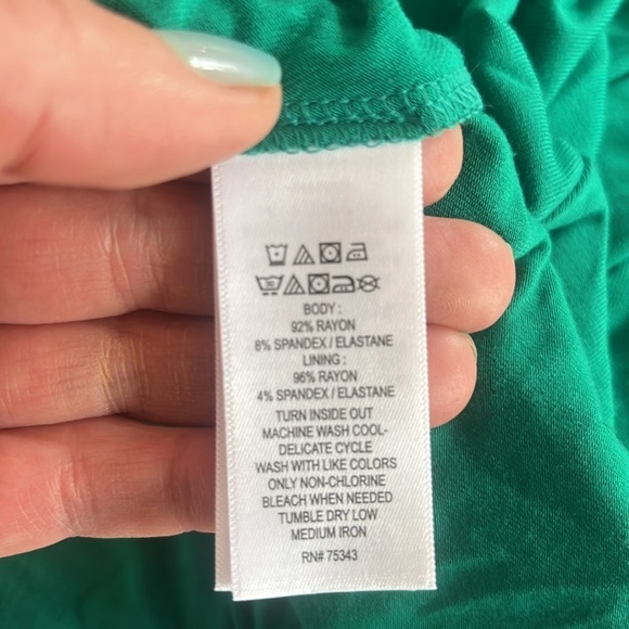 Nicole Miller v neck 3/4 sleeve belted maxi spring dress grass green size XL NWT - Picture 17 of 17